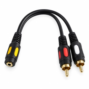Adapter przejściówka jack 3,5 mm stereo gniazdo 2x rca wtyk 19 cm