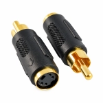 Adapter gniazdo miniDIN S-VHS 4-pin na wtyk RCA Cinch złocony