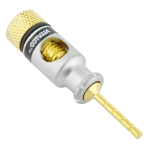 Wtyk głośnikowy kolumnowy - szpilka metalowa, złota, prosta