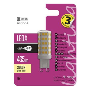Żarówka LED G9 ceramic, 4,5W, 465lm, 230V
