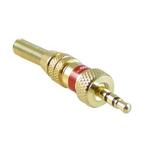 Wtyk Jack 3.5mm stereo na kabel złocony (z nakrętką)