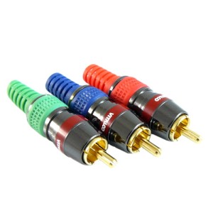 Wtyk RCA (cinch) na kabel 6mm - złocony RGB