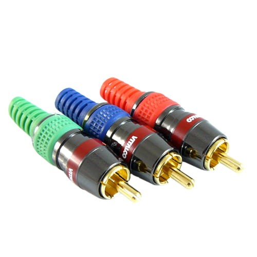 Wtyk RCA cinch na kabel złocony RGB