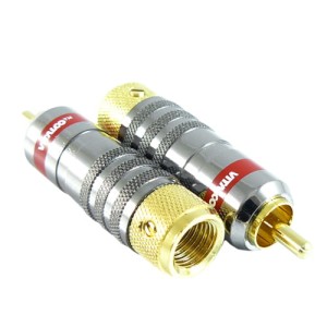 Wtyk RCA (cinch) na kabel 10mm złocony