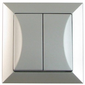Wyłącznik prądu podtynkowy podwójny świecznikowy srebrny OPAL