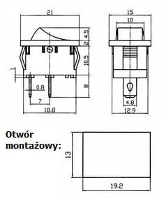 Przełącznik B-100 - wymiary