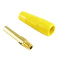 Wtyk banankowy na kabel skręcany złocony rozłożony na części pierwsze
