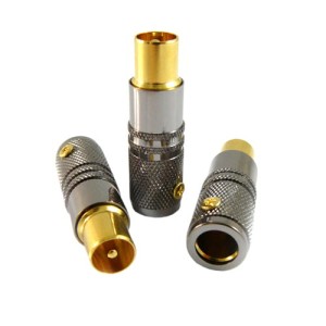 Wtyk antenowy skręcany na kabel 7.8 mm złącze TV, metalowe, złocone