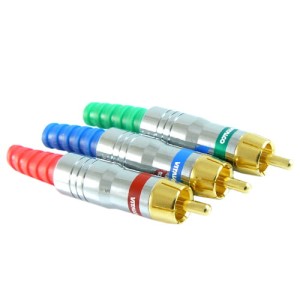 Wtyk RCA (cinch) na kabel złocony (obudowa chrom + teflon ) RGB