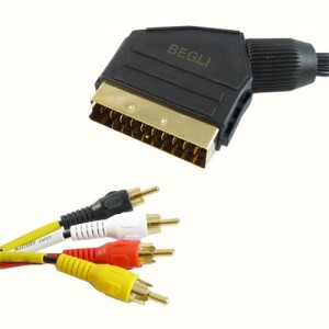 PRZYŁĄCZE, ZŁĄCZE MĘSKIE SCART NA ZŁĄCZA MĘSKIE 4xRCA- 1,8m sztuka