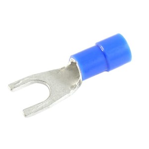 Konektor widełkowy izolowany średnica 6.4mm niebieski - 100 szt