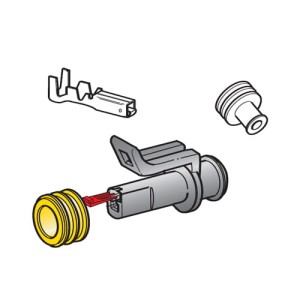 Zestaw: obudowa 1-o drożna + konektor F150 (żeński) + osłonka (30.50124) MTA