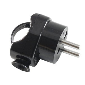 Wtyczka sieciowa kątowa  z uchem  czarna (produkcja Polska)