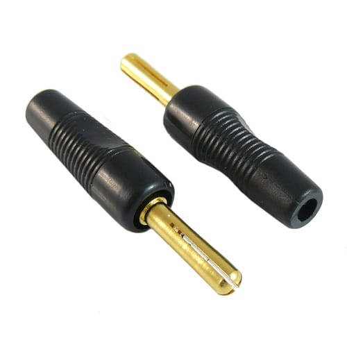 Wtyk banankowy kątowy na kabel złocony