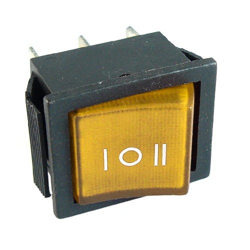 Przełącznik podświetlany duży ON-OFF-ON, 12V, żółty