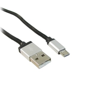 Kabel USB Wtyk A - microUSB HQ  plecionka  1m