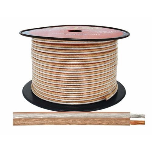 Kabel głośnikowy przeźroczysty 2 żyły miedziane grubość żył 2 x 1.5 mm2 miedź beztlenowa OFC - rolka 100m