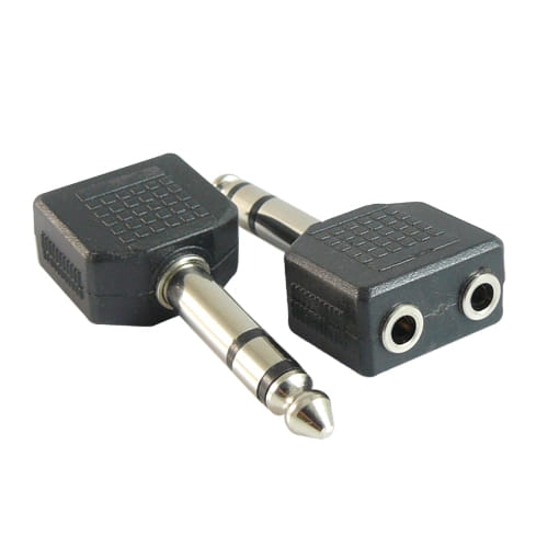 Rozgałęźnik wtyk Jack 6.3mm na dwa gniazda Jack 3.5mm stereo HQ