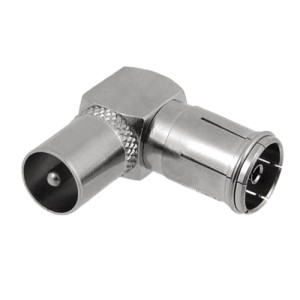 Przejście wtyk antenowy na gniazdo antenowe, kątowe, metalowe