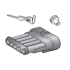 Zestaw: obudowa 5-cio drożna + 5 x konektor M150 (męski) + osłonki (30.50131) MTA