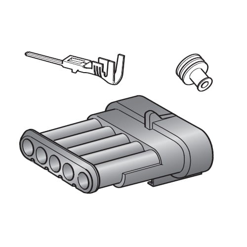 Zestaw: obudowa 5-cio drożna + 5 x konektor M150 męski + osłonki 30.50131 MTA