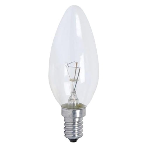 Żarówka CLIS 25W/E14, przeźroczysta, wstrząsoodporna świeczka
