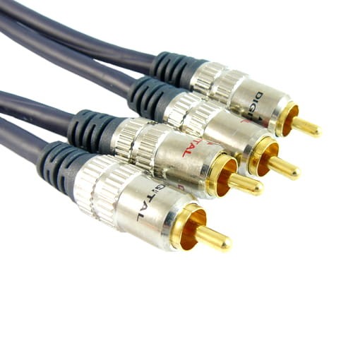 Przyłącze 2 wtyki RCA na 2 wtyki RCA DIGITAL złote 1m