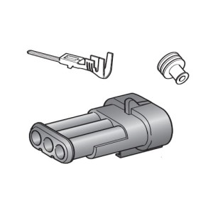 Zestaw: obudowa 3 drożna + 3 x konektor M150 (męski) + osłonki (30.50127) MTA