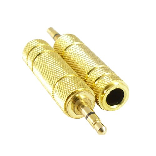 Adapter wtyk Jack 3.5mm mono na gniazdo Jack 6.3mm stereo złocone