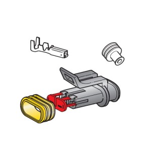 Zestaw: obudowa 2-u drożna + 2 x konektor F150 (żeński) + osłonki (30.50126) MTA