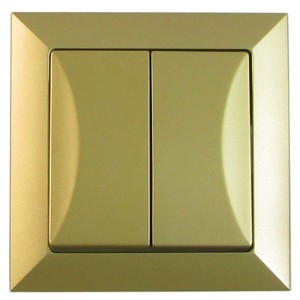 Wyłącznik prądu podtynkowy podwójny świecznikowy złoty OPAL