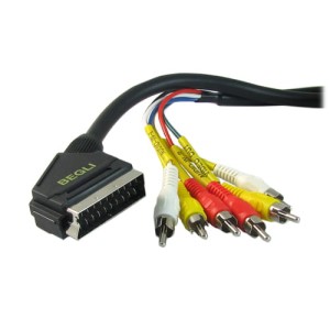 Przyłącze wtyk SCART (EURO) na 6 wtyków RCA (cinch) 5m
