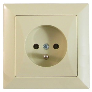 Gniazdo z uziemieniem podtynkowe pojedyncze beżowe OPAL