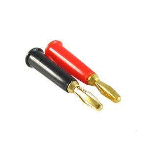 Wtyk banankowy (banan) na kabel złocony (lutowany)