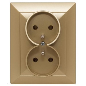 Gniazdo z uziemieniem podtynkowe podwójne Piaskowy OPAL