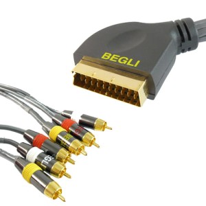 Przyłącze wtyk SCART (EURO) na 6 wtyków RCA (cinch) PROFi 3m