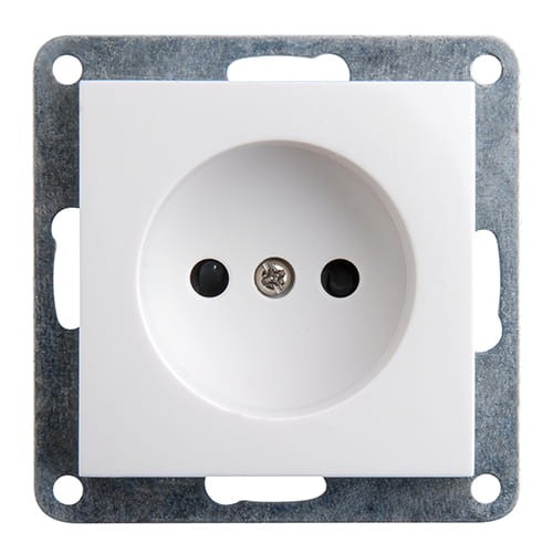 Gniazdo bez uziemienia podtynkowe 16A/230V, biały, 60 corner