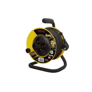 Przedłużacz na bębnie 20m, 4 gniazda, guma