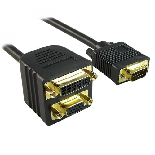 Adaptor wtyk VGA na gniazdo DVI-I + gniazdo VGA 20cm 
