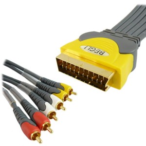 Przyłącze wtyk SCART (EURO) na 6 wtyków RCA (cinch) P-K 3m