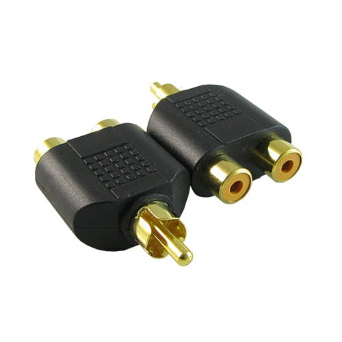 Rozgałęźnik wtyk RCA na 2 gniazda RCA złocony