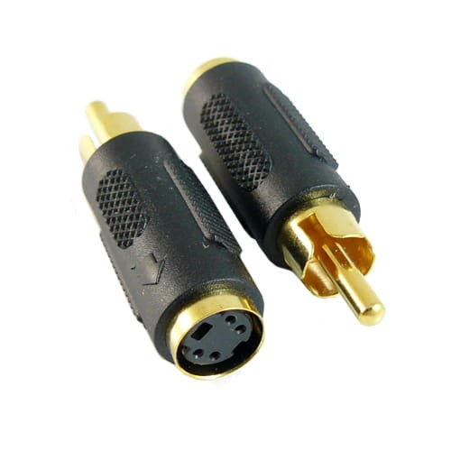 Adapter gniazdo miniDIN/SVHS 4-pinowe na wtyk RCA cinch złoty