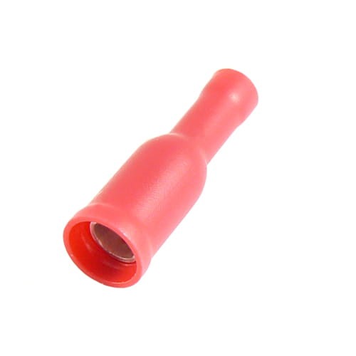  Konektor cylindryczny żeński 64109 izolowany czerwony przekrój przewodu 0.25 - 1 mm2 - opakowanie 100 sztuk