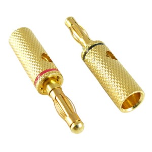 Wtyk banankowy (banan) na kabel złocony mini