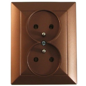Gniazdo z uziemieniem podtynkowe podwójne miedź OPAL