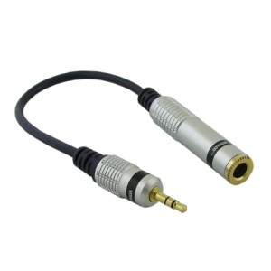 Przejście wtyk jack 3.5mm na gniazdo jack 6.3mm stereo z przewodem HQ