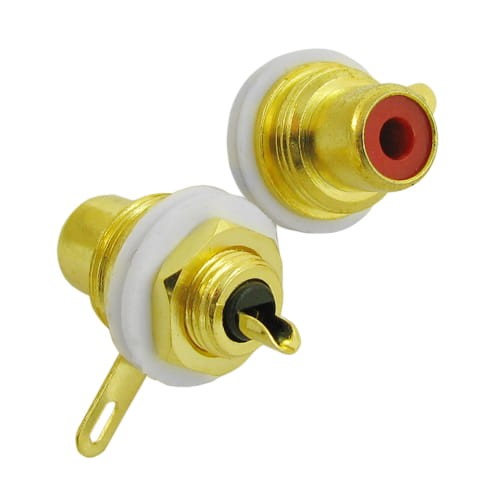 Gniazdo RCA cinch przykręcane do obudowy złocone TRC-032