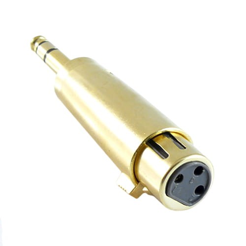 Adapter gniazdo mikrofonowe XLR 3pin na wtyk Jack 6.3mm stereo złocony