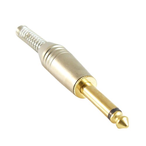 Wtyk Jack 6.3mm mono srebno - złoty profesjonalny