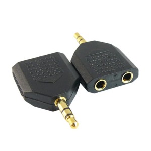 Rozgałęźnik wtyk Jack 3.5mm na dwa gniazda Jack 3.5mm stereo wąski złocony